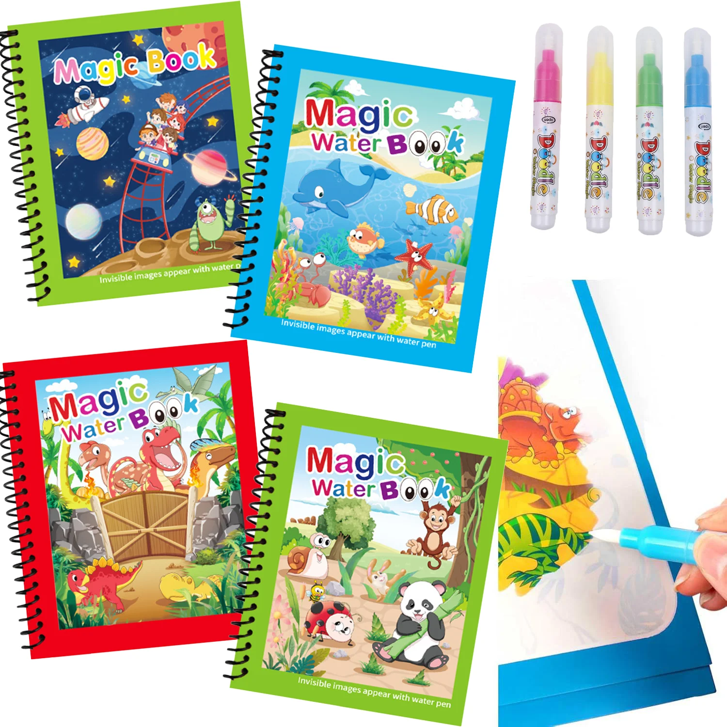 Kids Education Laptop - Sihirli Su Boyama Kitabı, Yeniden Doldurulabilir