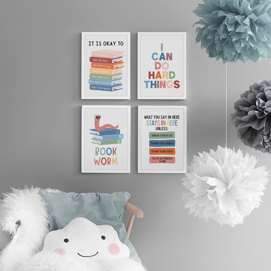 Kids Education Quotes In English - İngilizce Eğitim Sözleri Motivasyon Sınıf Posterleri