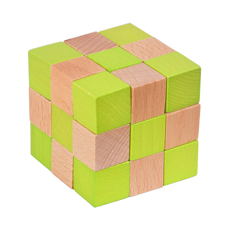 Brain Teaser Cube - Ahşap Yılan Küp Bulmaca IQ Mantık